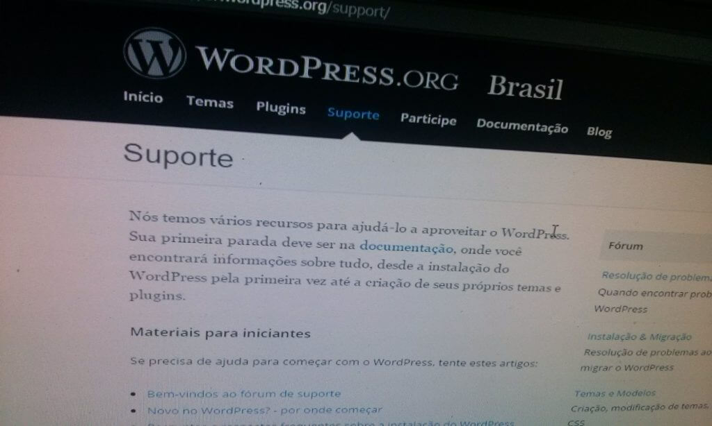suporte wordpress