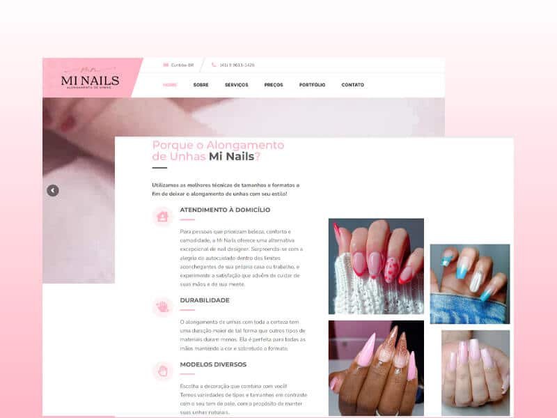 Criação de site profissional para Mi Nails em Curitiba - CWB Sites