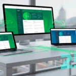 Site responsivo exibido em diferentes dispositivos em 2025