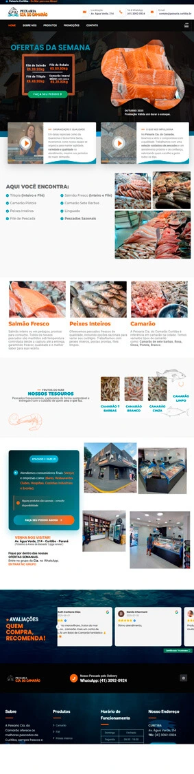 print do site da peixaria cia. do camarão