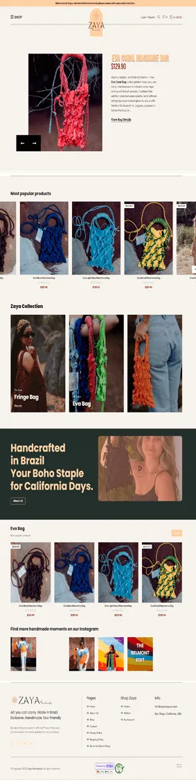 Website Zaya Handmade Desenvolvido pela CWB Sites